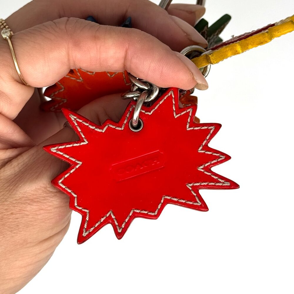 **Rare** COACH Comic Book Action Sounds Leather Keychain Bag Charm EUC - Picture 7 of 10